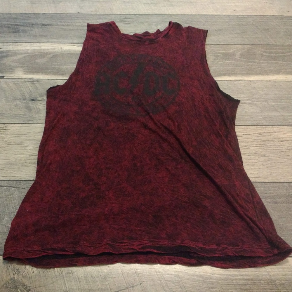 ACDC men's maroon and black tank top